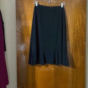 Susan Graver Black Midi Skirt LIQUID KNIT Chic Midi Skirt. SZ 1X EUC! EASY CARE